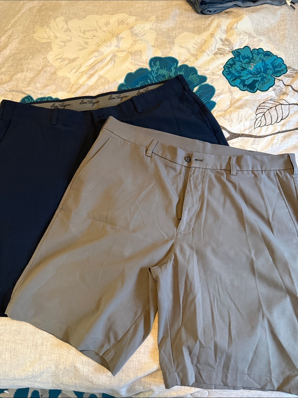 Hogan Men’s Flat Front Shorts in Navy and Grey
